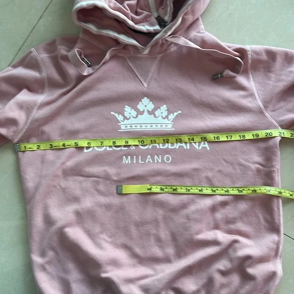 Like New Dolce & Gabbana Cotton Sweatshirt with Hood- Varsity Pink & White - Picture 9 of 13